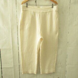 Soft Surroundings Pants XL X Large Cream Textured Seersucker Crop Pull On